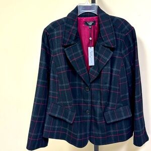 Plus size Talbots gray/burgundy suit coat